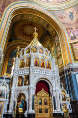 Fototapeta na wymiar Interior in Cathedral of Christ the Savior in Moscow. Russia.