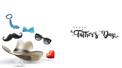 Happy Father’s Day greeting card, banner design with lettering, typography or Calligraphy in three-dimensional style