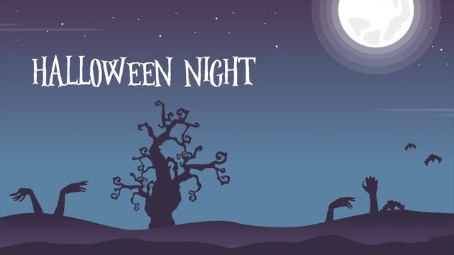 Halloween night scary with moon landscape footage background collection