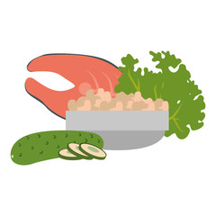 steak fish and vegetables