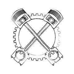 crossed pistons gear cogwheel industry automotive