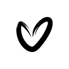 Heart icon, hand drawn with brush, love symbol vector