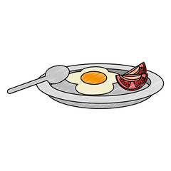 dish with egg fried and tomato