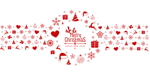 Christmas background with element icons banner, snowflakes. Vector illustration