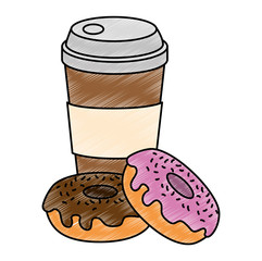 sweet donuts with coffee