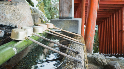 Shrine almost everywhere in Japan. Prepare wells for the pilgrims to wash their hands and mouth before entering the sanctuary.