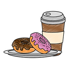 sweet donuts with coffee