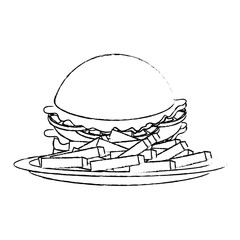 delicious burger and french fries