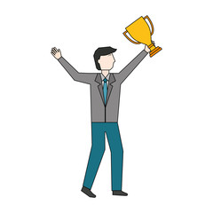 businessman with trophy cup avatar character