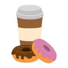 sweet donuts with coffee