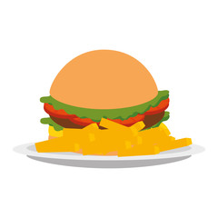delicious burger and french fries