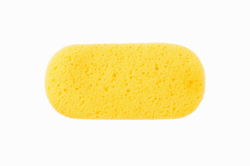 Yellow sponge isolated on white background.