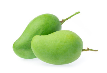 fresh green mango fruit isolated on white background