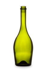 Empty glass wine bottle of green color