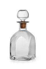 Carafe with transparent liquid on a white background