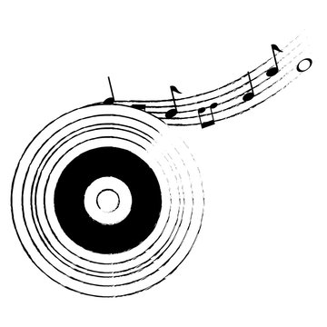 musical partiture notes with vinyl