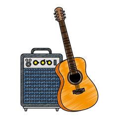 acoustic guitar with speaker