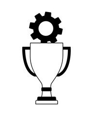 trophy award cup with gear machine