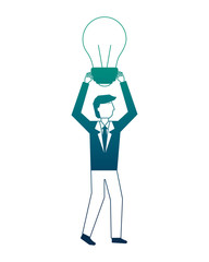 businessman with light bulb avatar character