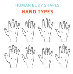 Human body shapes. Hand types icon set
