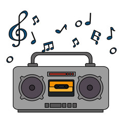 radio music player with notes