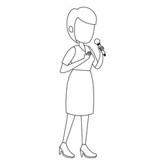 woman singing with microphone