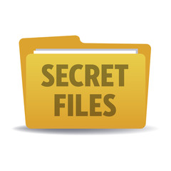 Isolated yellow folder with the text secret files written with capital letters