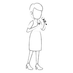 woman singing with microphone