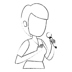 woman singing with microphone