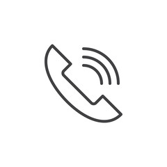 Phone call outline icon. linear style sign for mobile concept and web design. Calling phone simple line vector icon. Symbol, logo illustration. Pixel perfect vector graphics