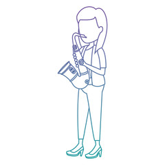 woman playing saxophone character