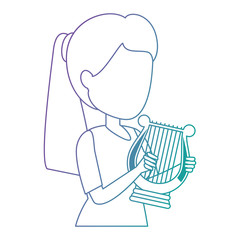 woman playing harp character