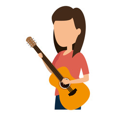 woman playing guitar character