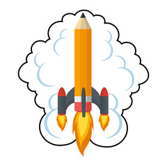 pencil rocket start up with smoke