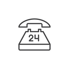 24 phone service outline icon. linear style sign for mobile concept and web design. telephone call center simple line vector icon. Symbol, logo illustration. Pixel perfect vector graphics