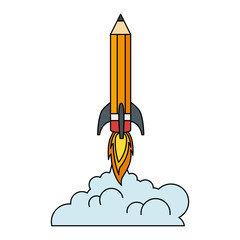 Fototapeta premium pencil rocket start up with smoke
