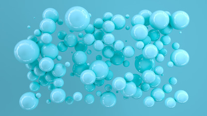 Blue spheres of random size on blue background