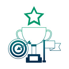 business trophy target flag and star award