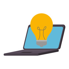 laptop computer with bulb