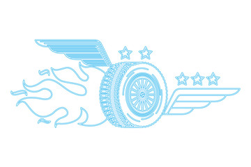 auto service wheel car wings flame fire emblem