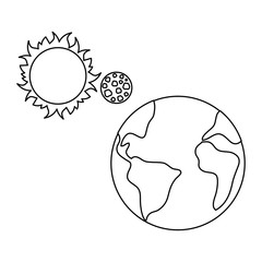 world planet earth with sun and moon