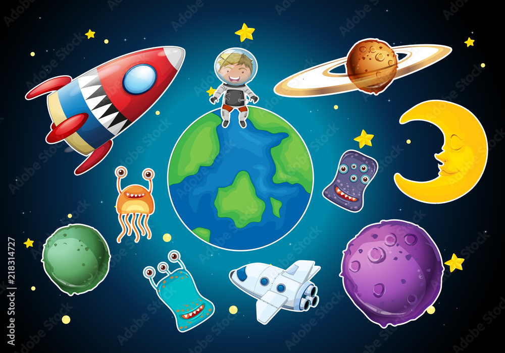 Canvas Prints a set of space element