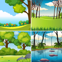 Naklejka premium A set of nature landscape