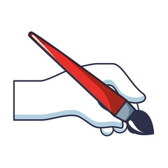 hand with paint brush isolated icon