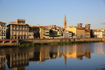 Fototapeta na wymiar Florence, Italy, Arno river, Lungarno Soderini quay, view at Lungarno Amerigo Vespucci