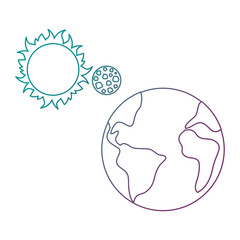 world planet earth with sun and moon