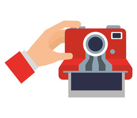 hand with camera photographic instant isolated icon