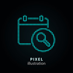Calendar vector icon - pixel icon. Vector Illustration on black background. It is easy to change to any color.
