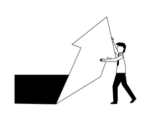 businessman with arrow up avatar character