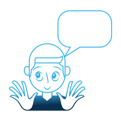 young man with speech bubble avatar character
